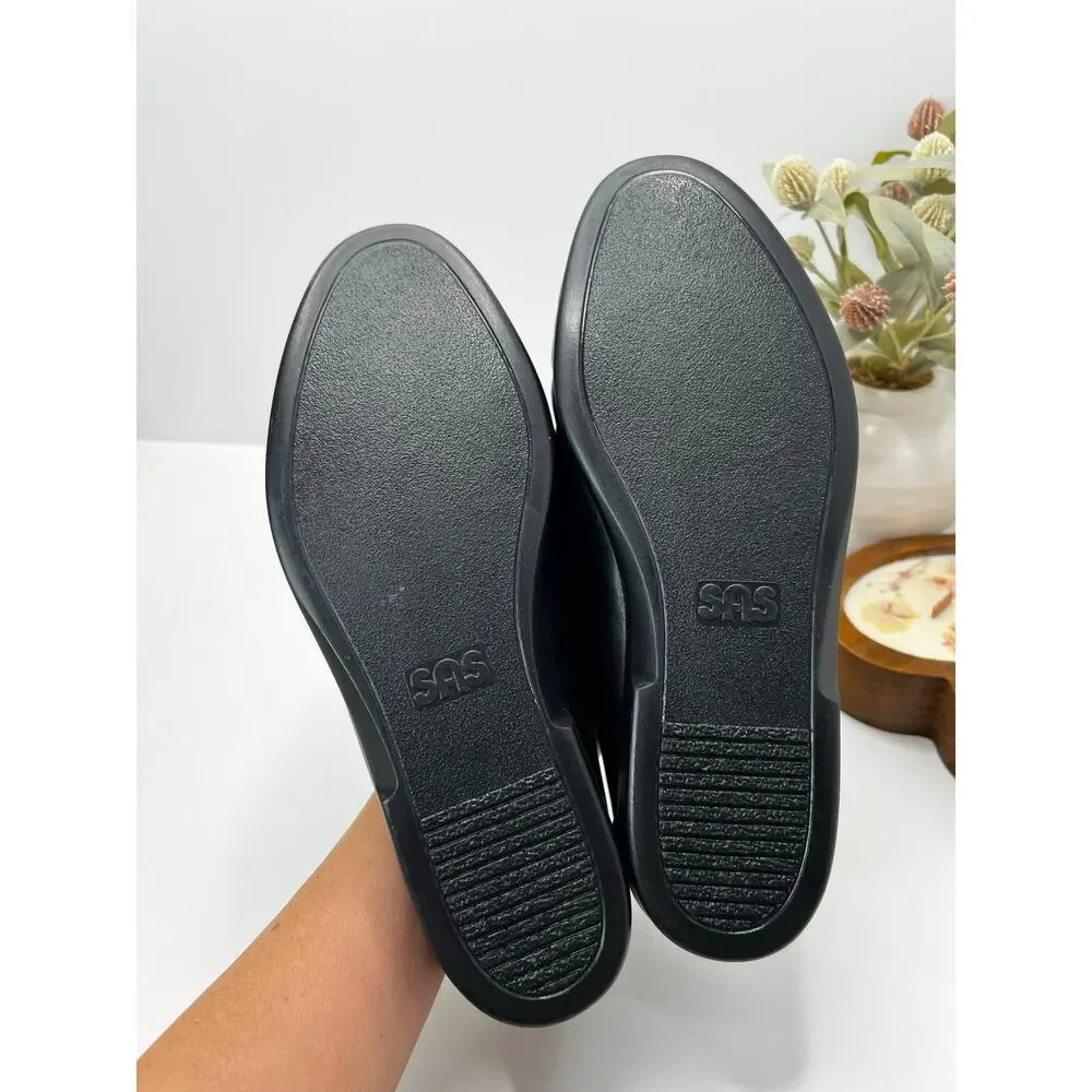 SAS Ace Leather Slip On Comfort Moc Toe Loafer Black Men's 11 Wide Tried On
